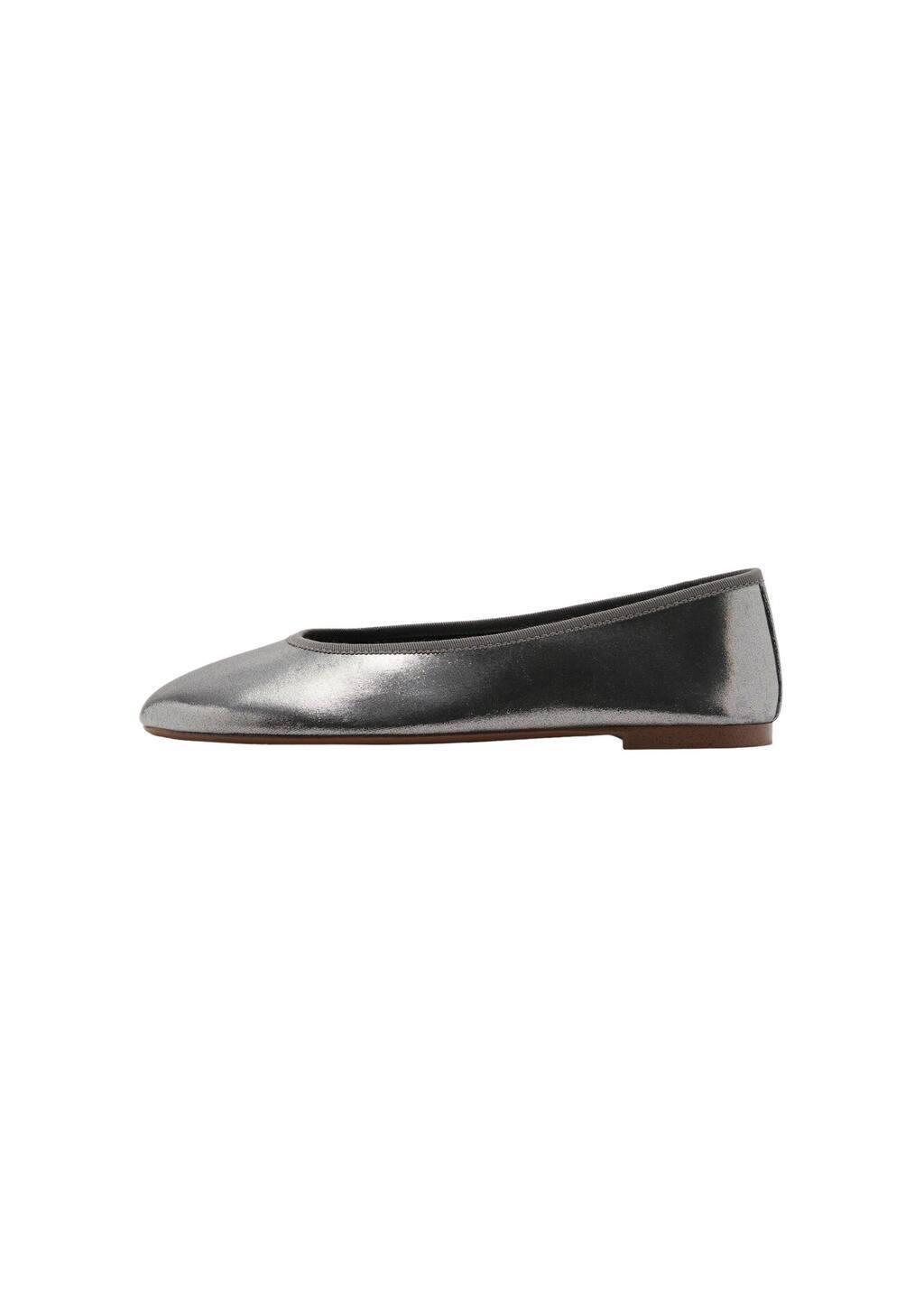 Silver Metallic Ballet Flats, , large image number 2