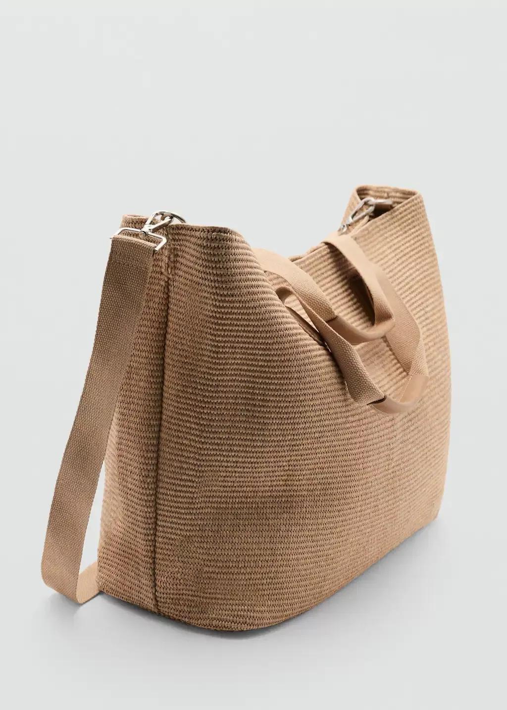 Brown Lt Pastel Raffia Tote Bag, Light Pastel Brown, large image number 0