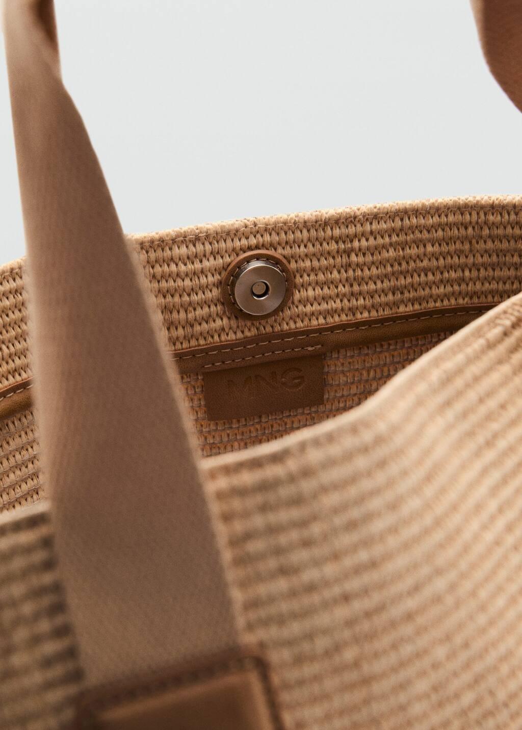 Brown Lt Pastel Raffia Tote Bag, Light Pastel Brown, large image number 1