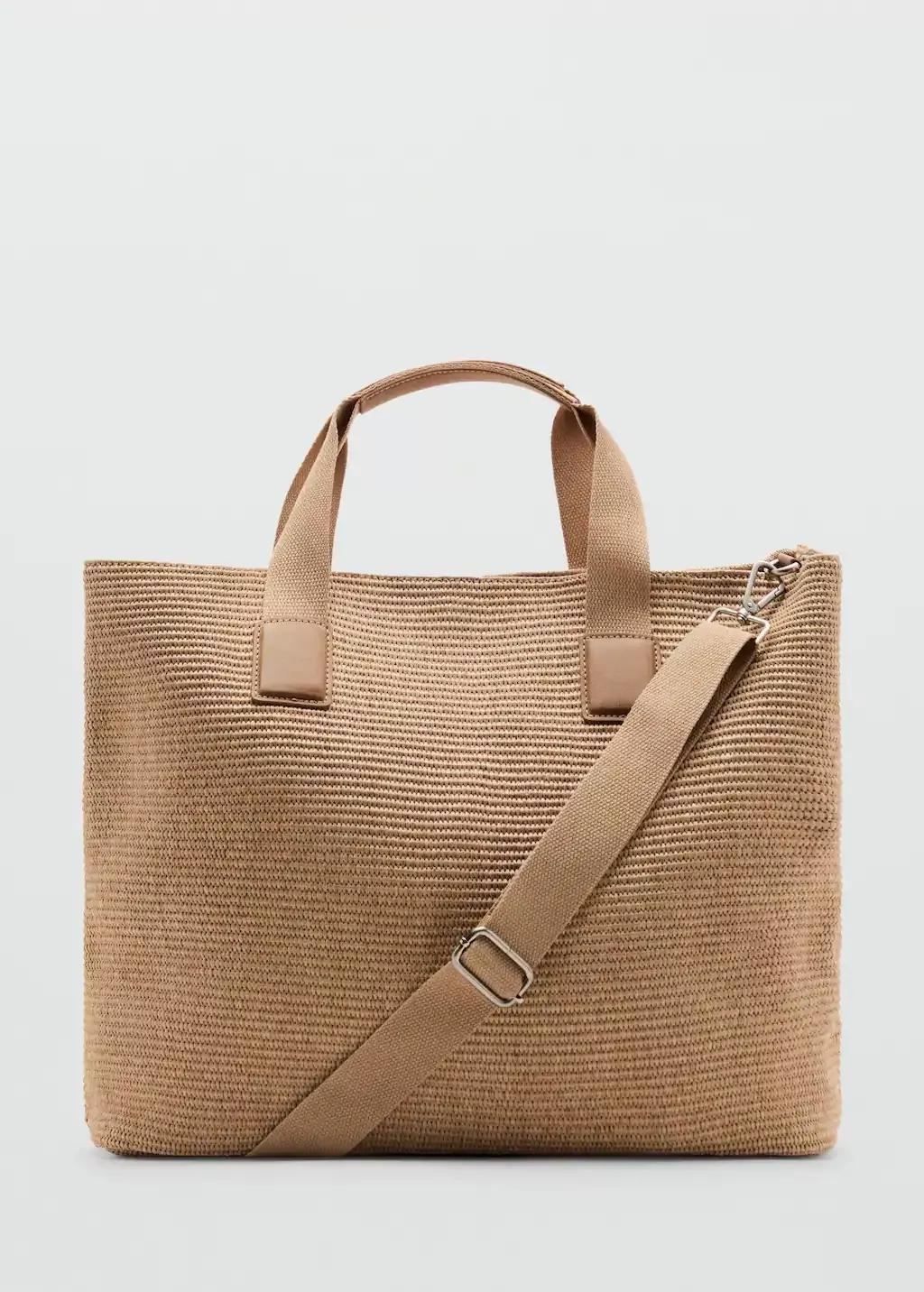 Brown Lt Pastel Raffia Tote Bag, Light Pastel Brown, large image number 3