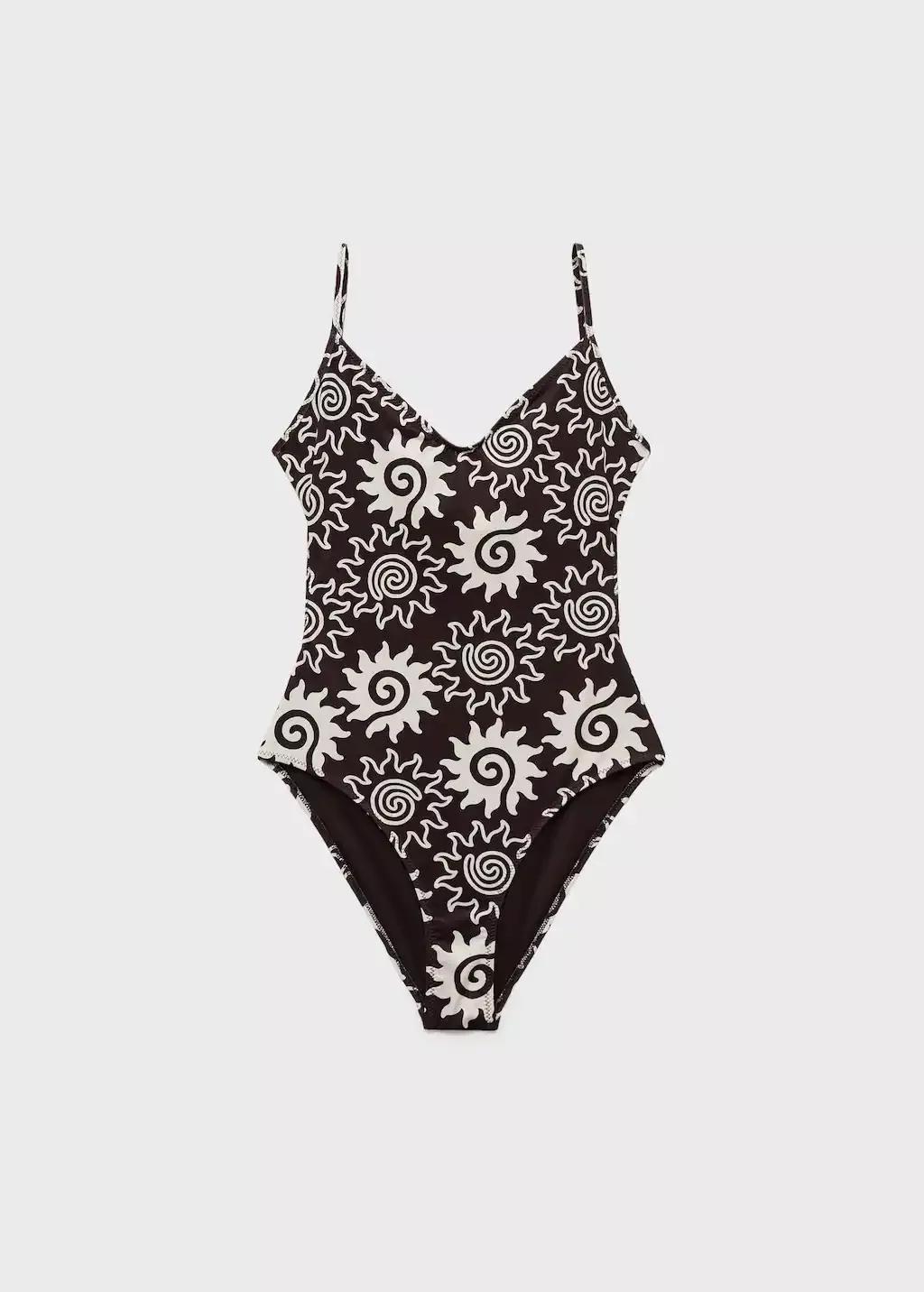 Brown Printed Swimsuit, , large image number 0