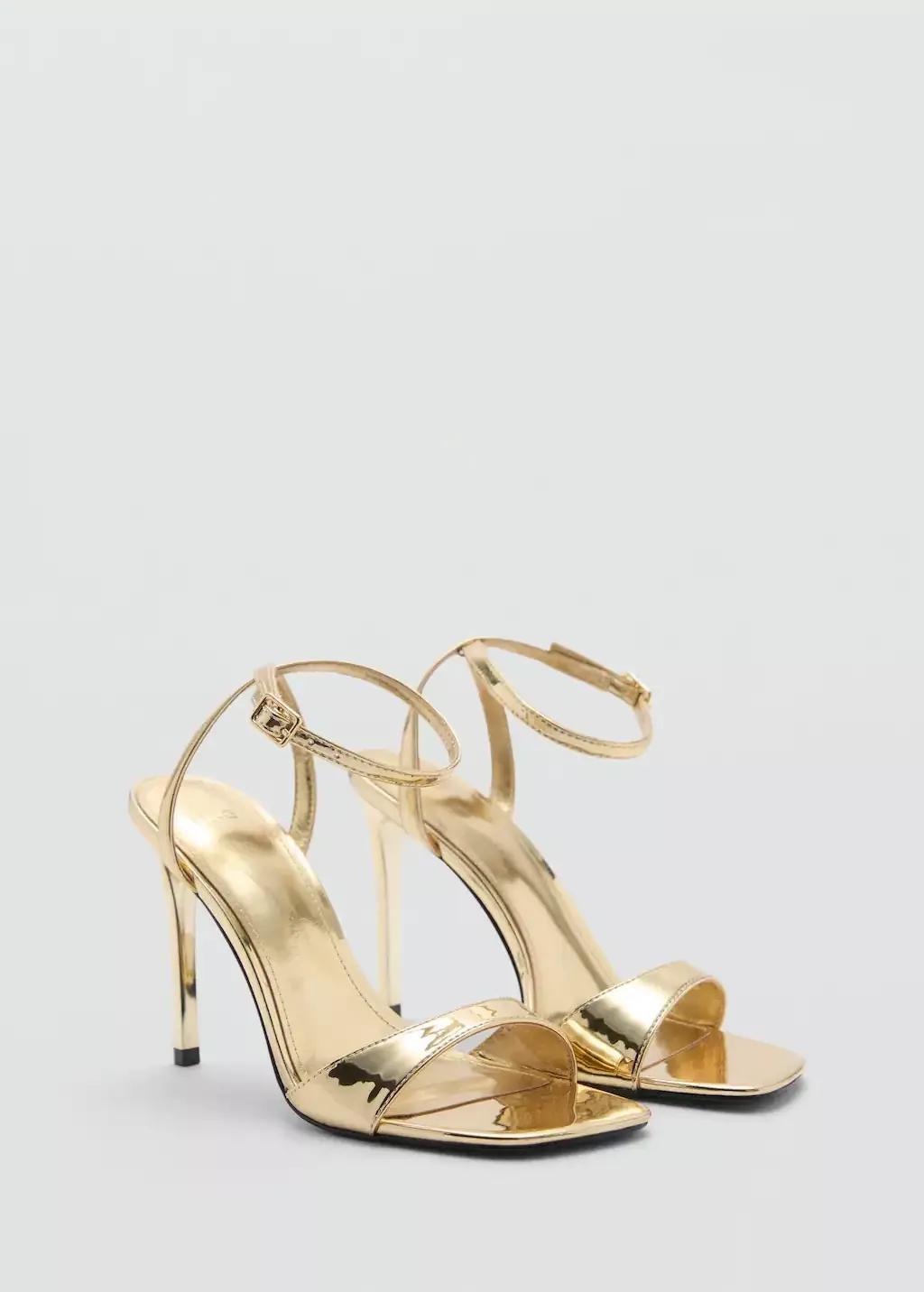 Gold Strappy Heeled Sandals, , large image number 0