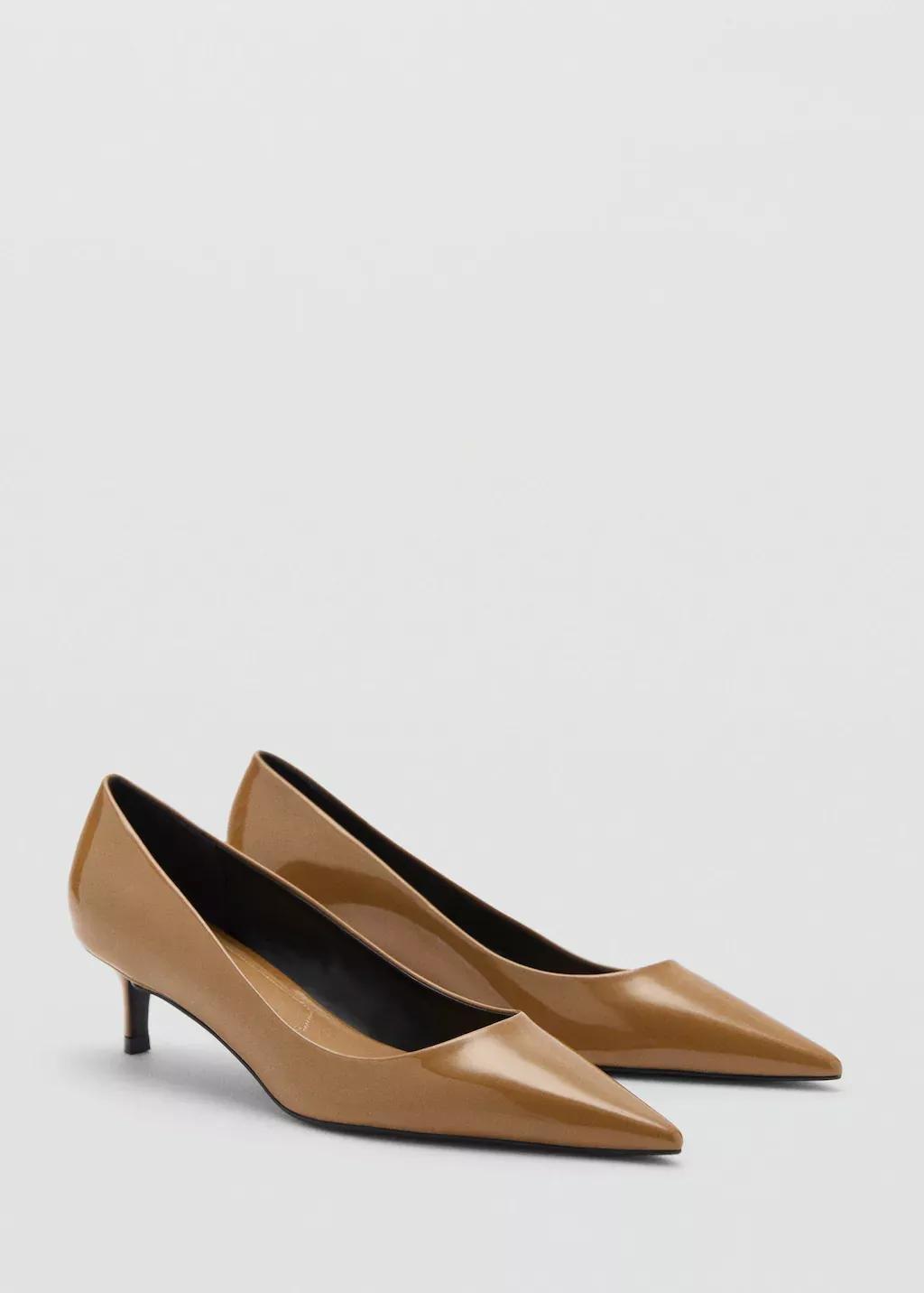 Brown Kitten Heel Patent Leather Shoe, , large image number 0