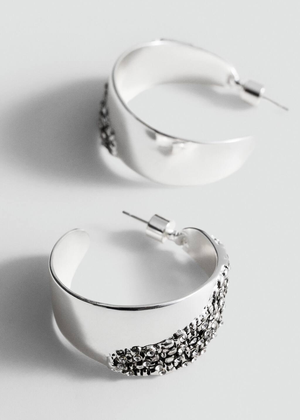 Silver Rhinestone Hoop Earrings, Silver, large image number 0