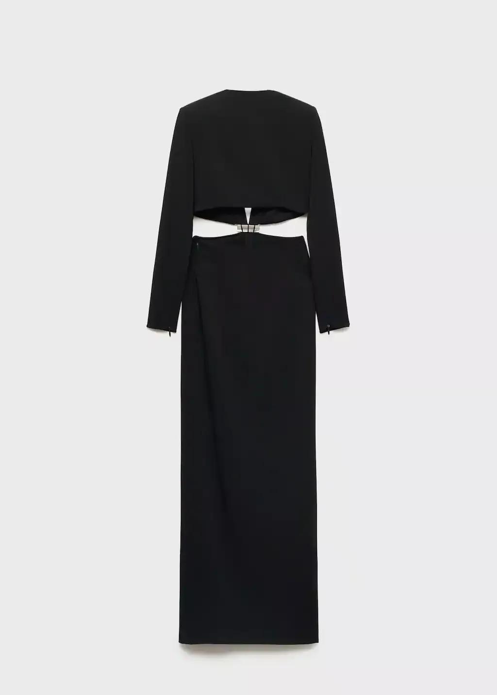 Black Dress With Side Slits And Metallic Detail, , large image number 2