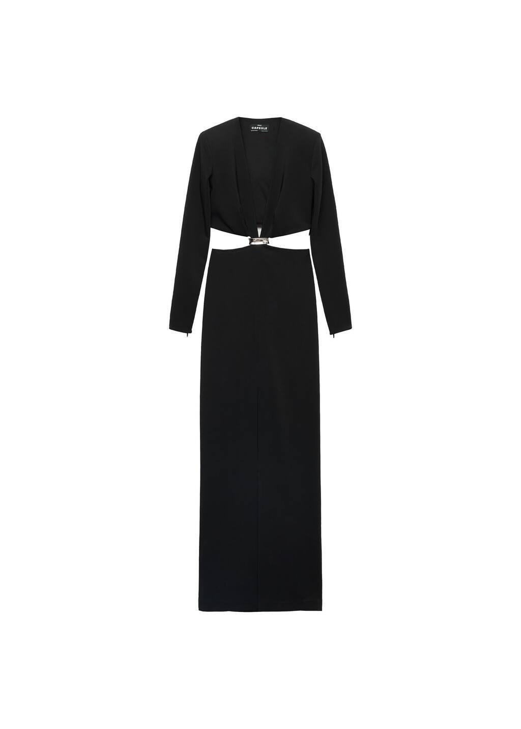 Black Dress With Side Slits And Metallic Detail, , large image number 3