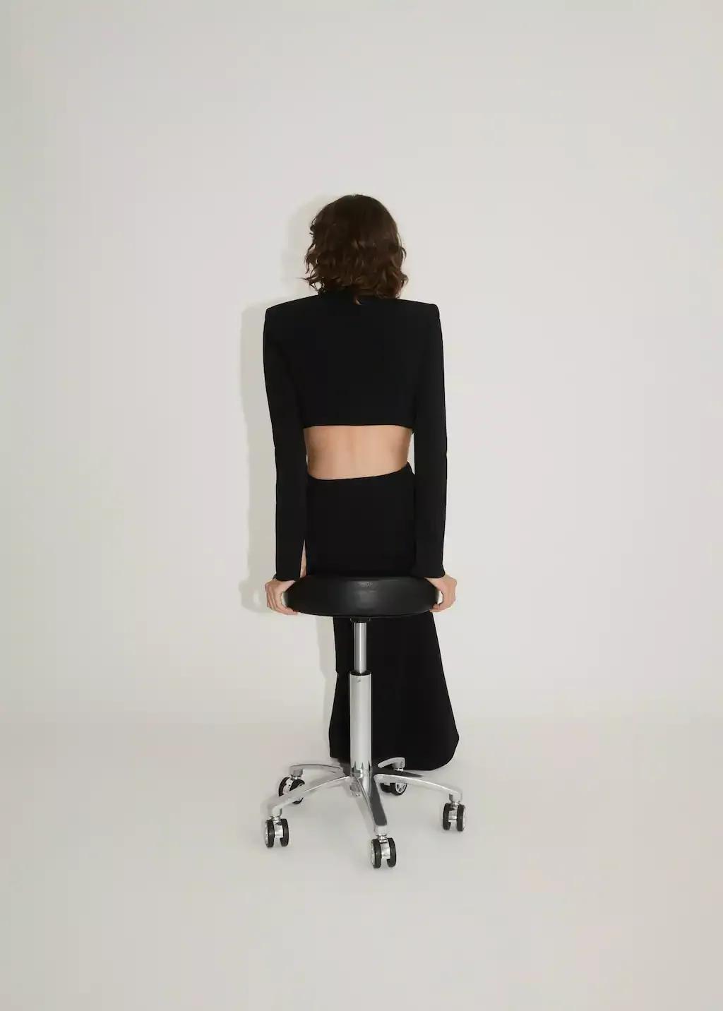 Black Dress With Side Slits And Metallic Detail, , large image number 4