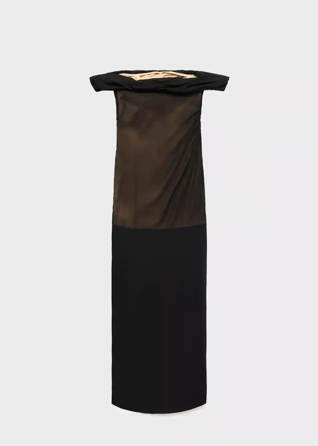 Black Off-The-Shoulder Corset Tulle Dress, , large image number 1