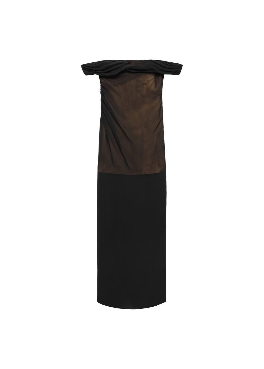 Black Off-The-Shoulder Corset Tulle Dress, , large image number 3