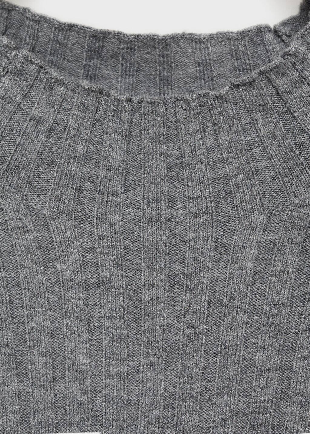 Grey Flared Knit Dress With Perkins Collar, , large image number 3