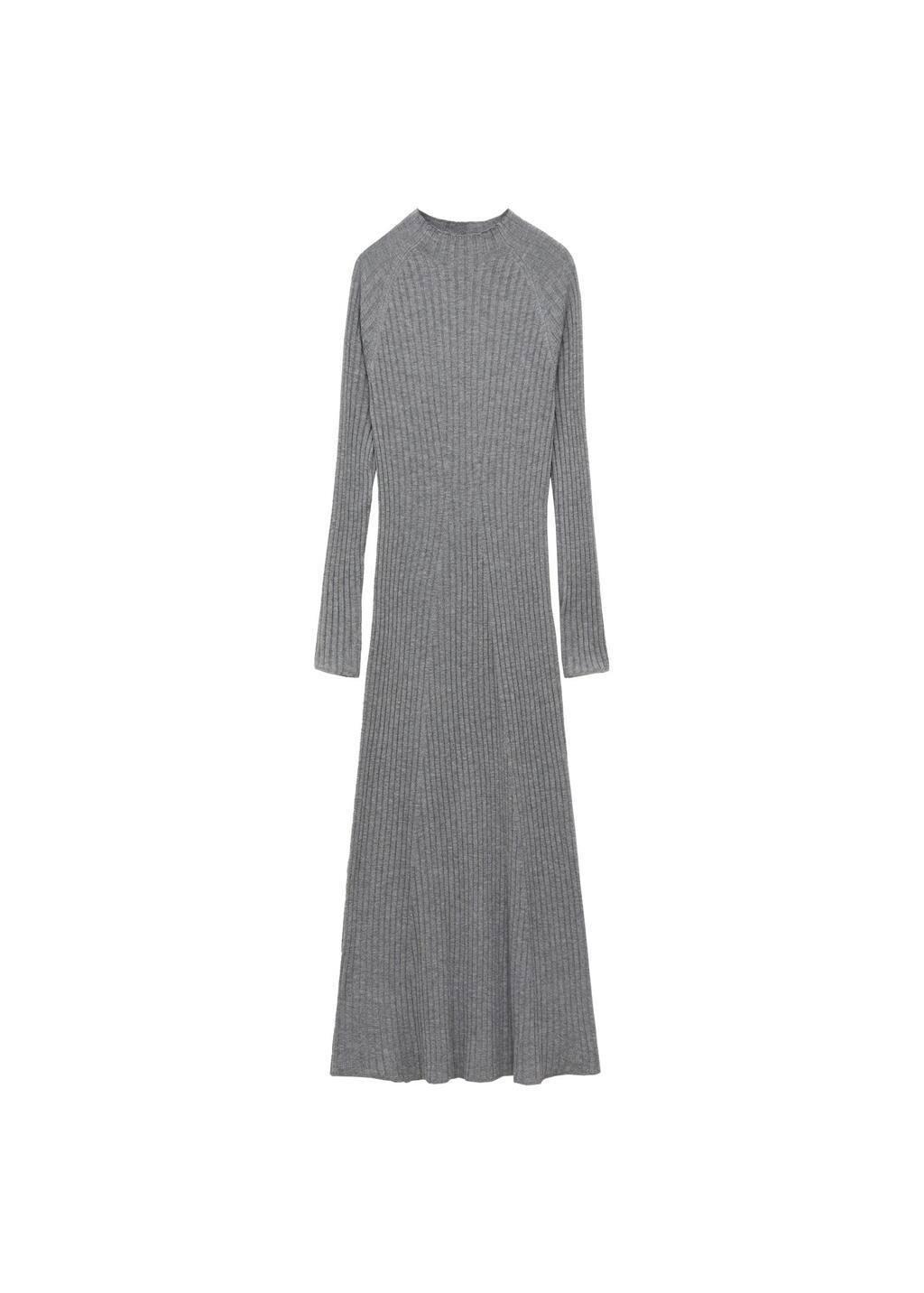 Grey Flared Knit Dress With Perkins Collar, , large image number 4