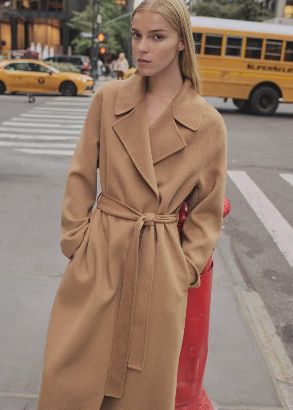 Brown Belt Handmade Coat, , large image number 0