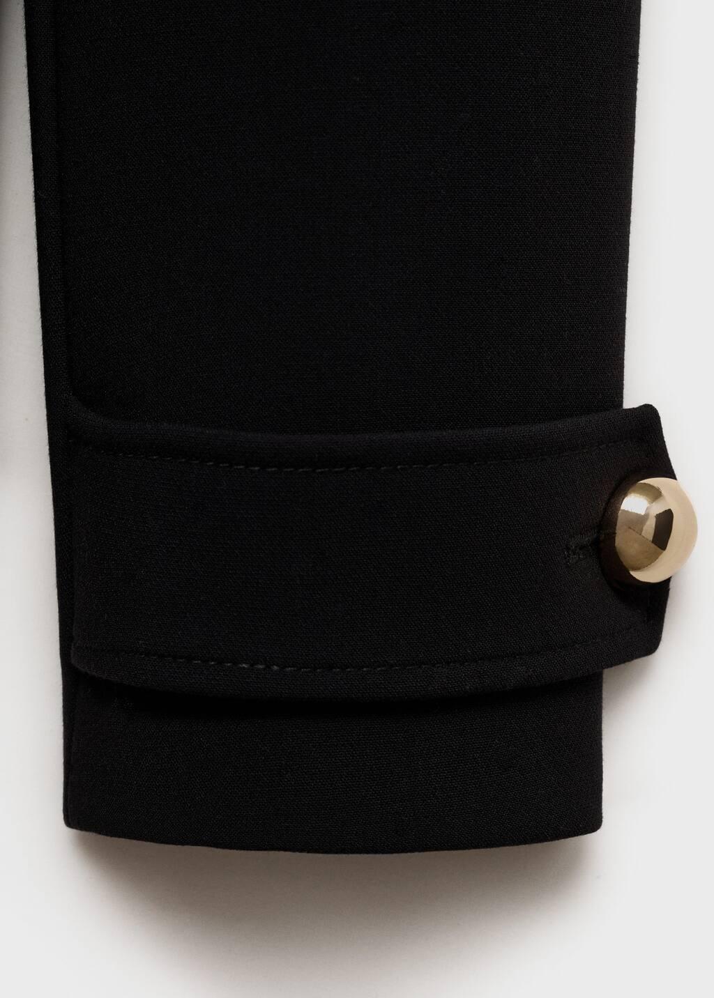 Black Double-Breasted Jacket With Lapels, , large image number 1