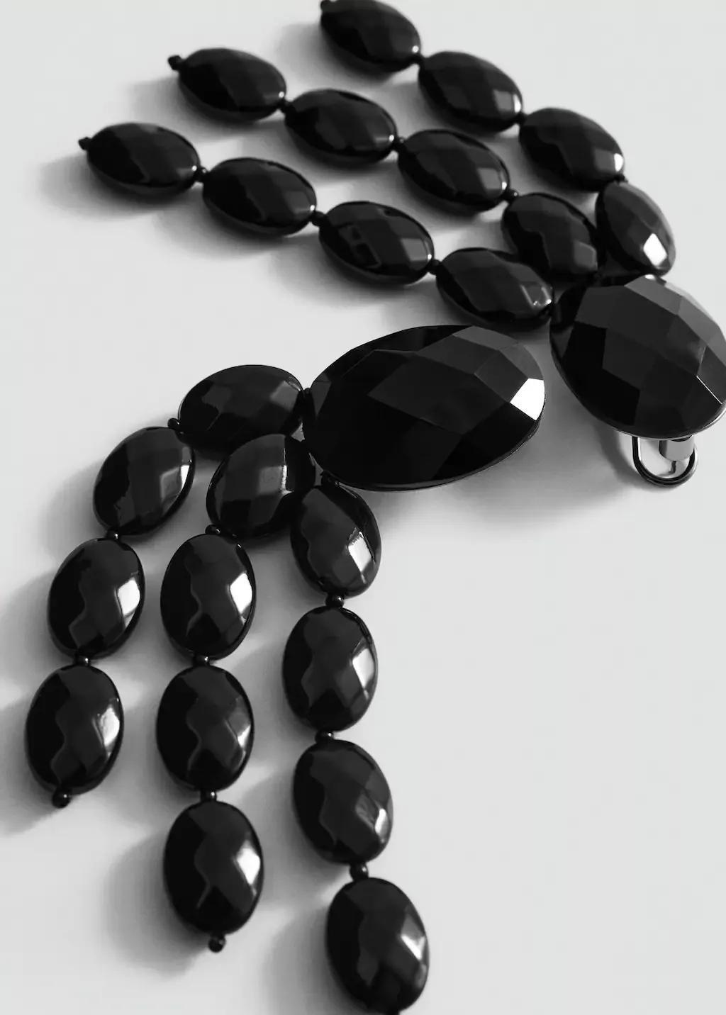 Black Beaded Cascade Earrings, Black, large image number 0