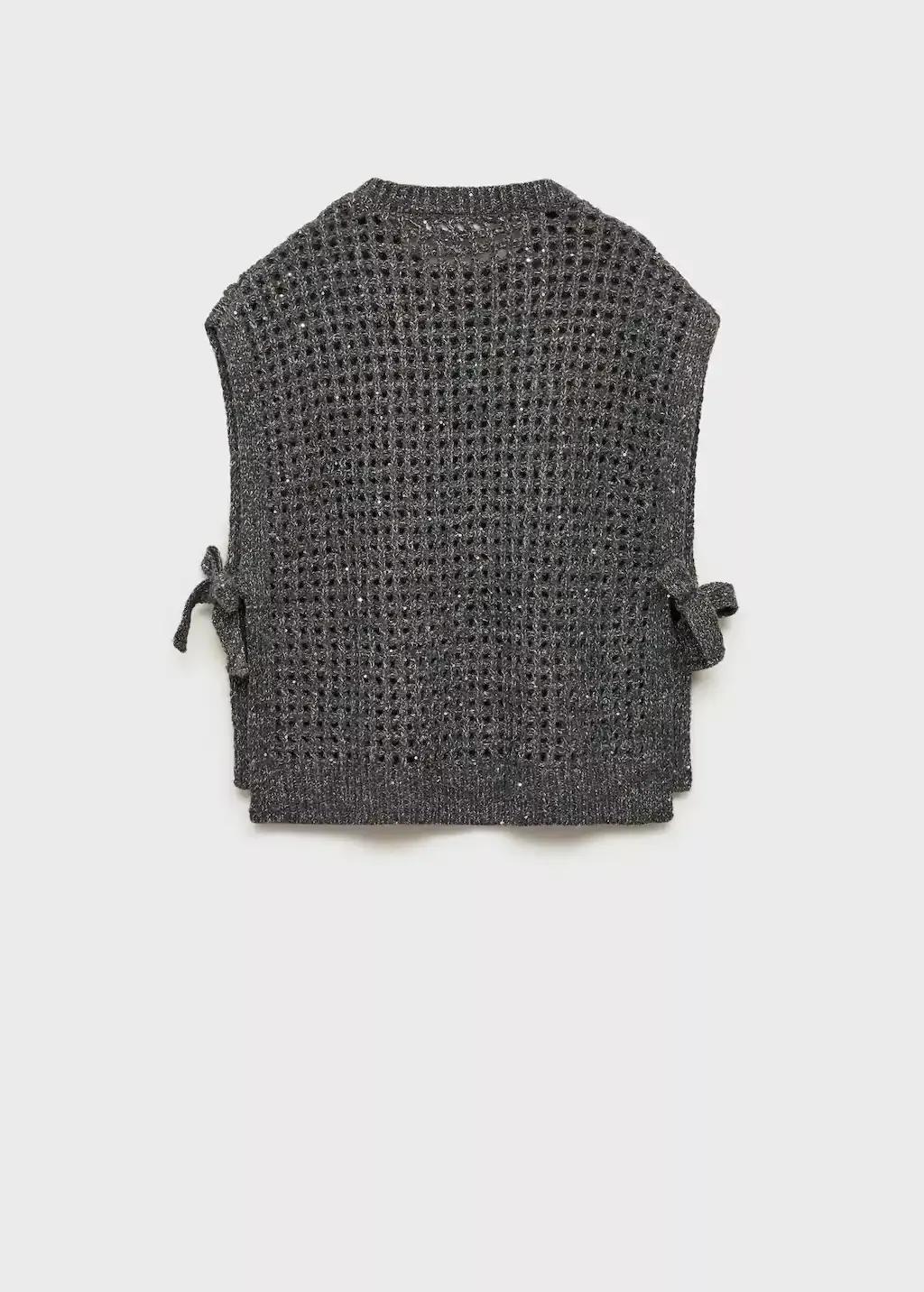 CHARCOAL Lurex openwork knitted waistcoat, Kids Girl, , large image number 2
