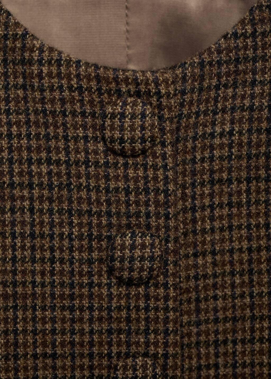 Brown Micro Houndstooth Wool Vest, , large image number 2