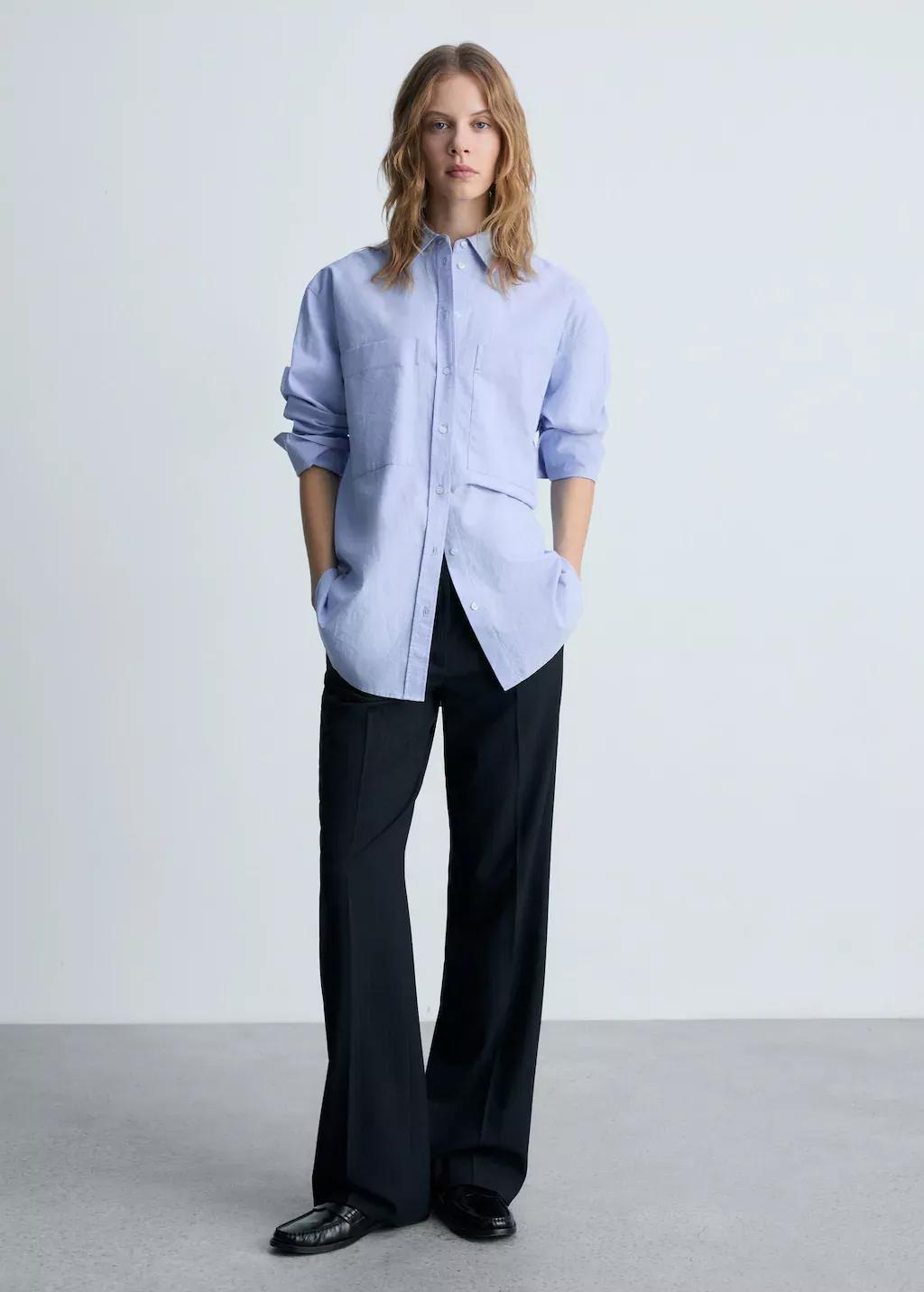 Navy Pinstripe Suit Trousers, , large image number 1
