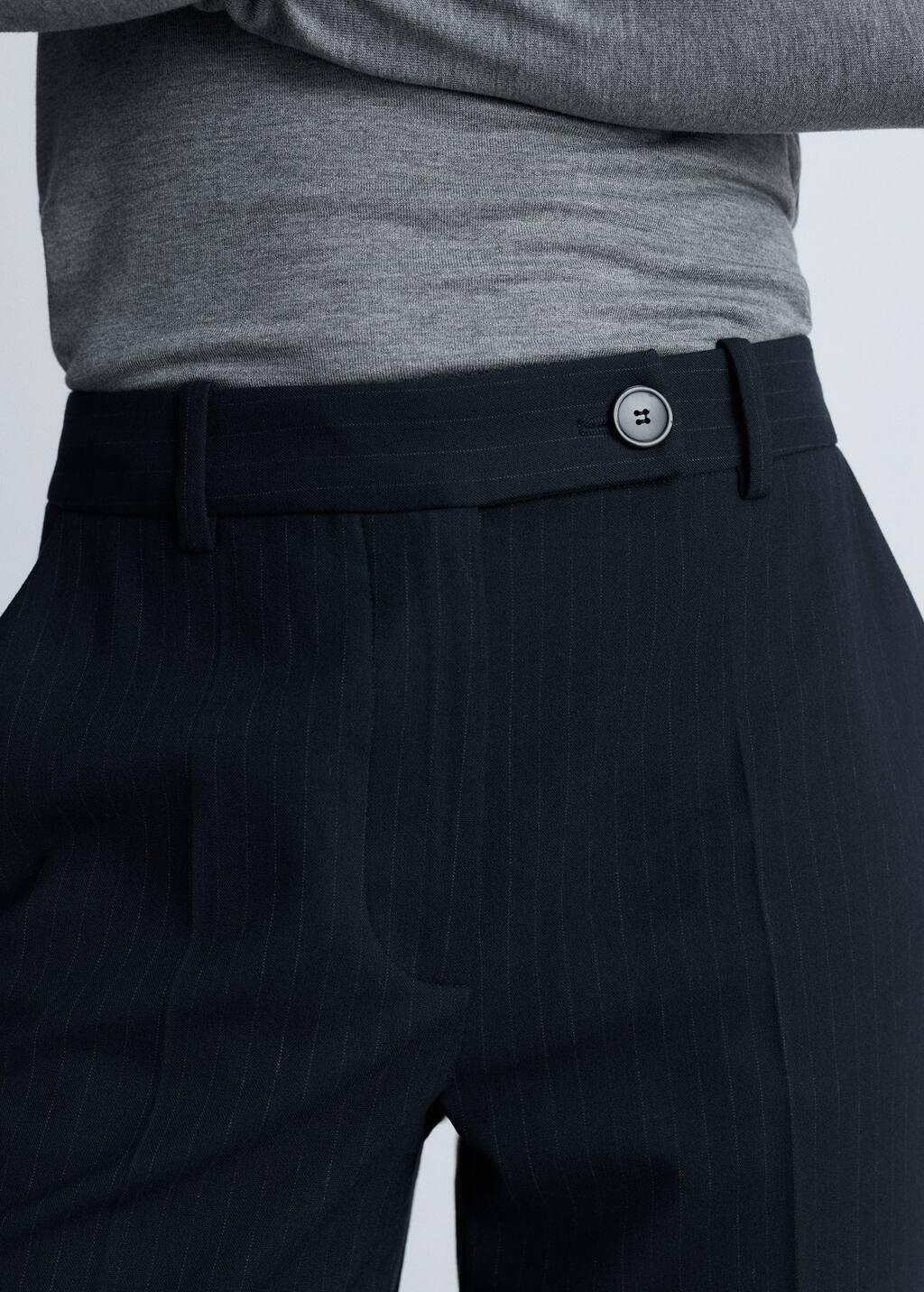 Navy Pinstripe Suit Trousers, , large image number 2