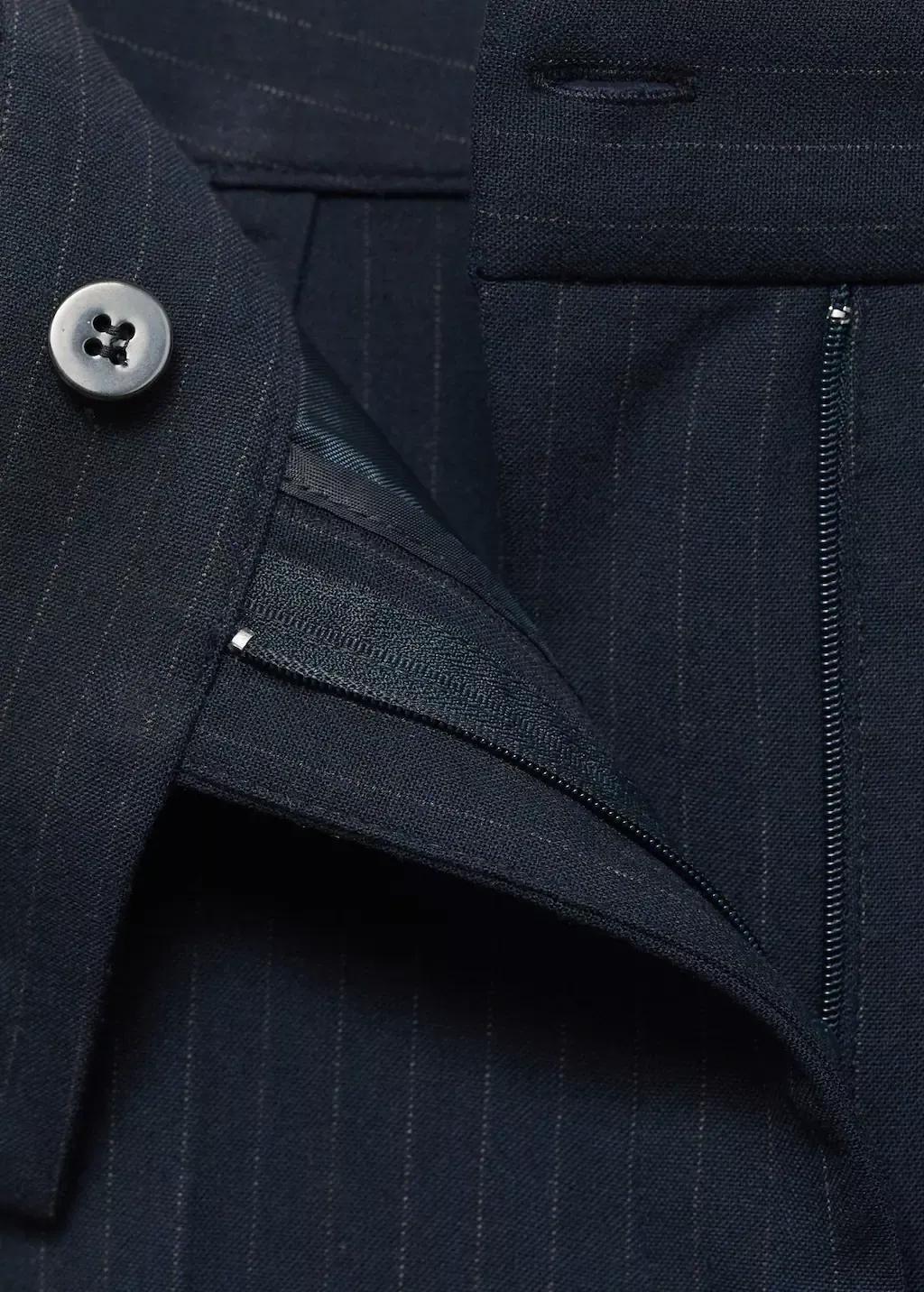 Navy Pinstripe Suit Trousers, , large image number 4