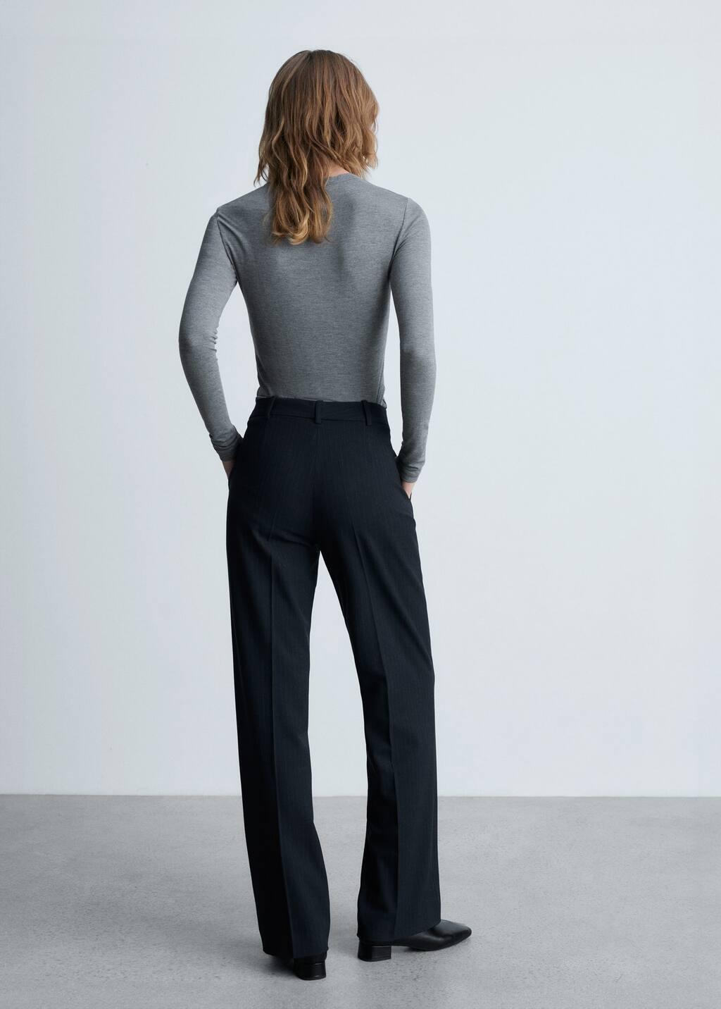 Navy Pinstripe Suit Trousers, , large image number 6