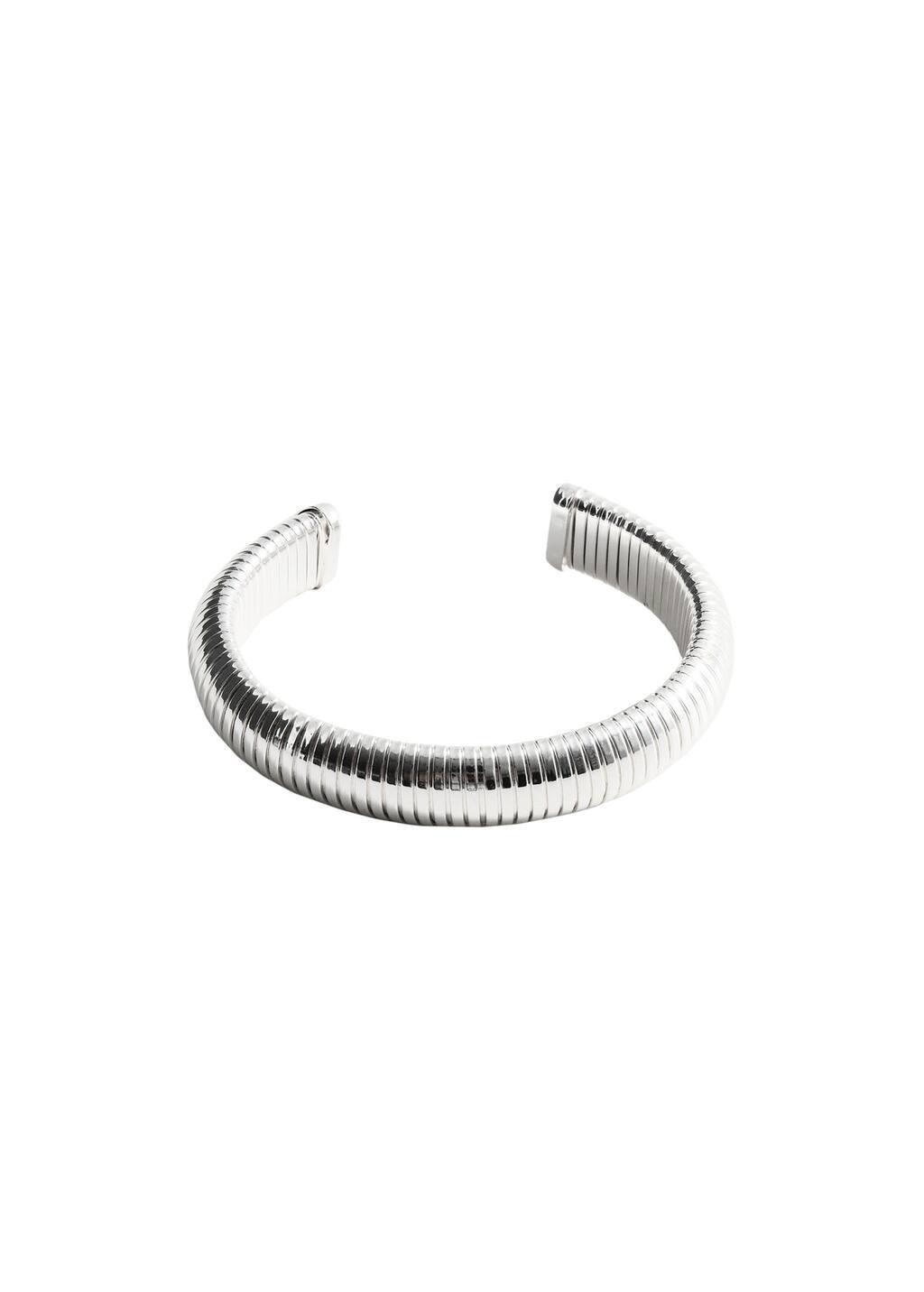Silver Rigid Textured Bracelet, Silver, large image number 2