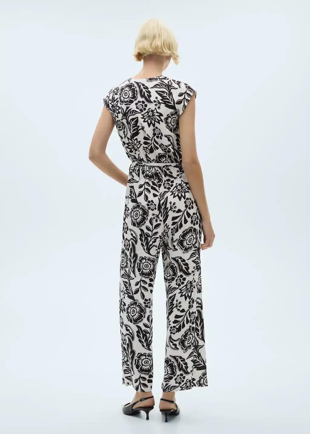 White Belt Printed Jumpsuit, , large image number 4