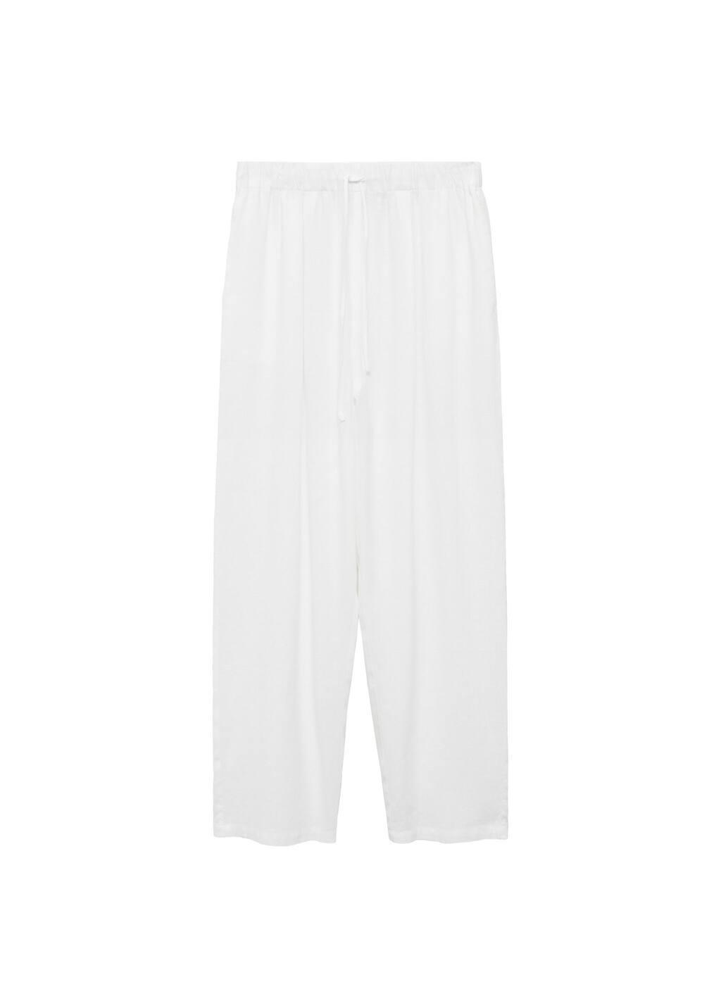 White Flowing Linen Trousers, , large image number 4