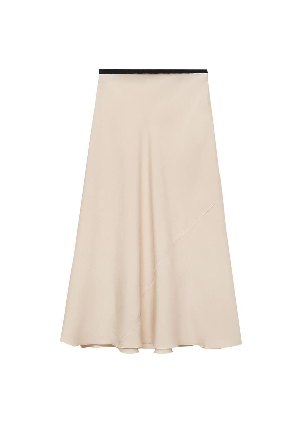 Beige Midi Satin Skirt, , large image number 3