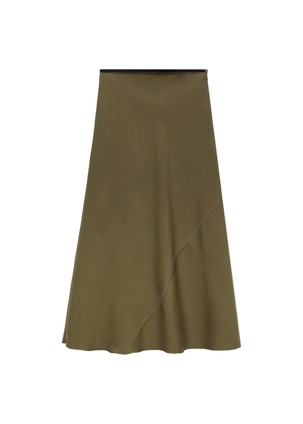 Khaki Midi Satin Skirt, , large image number 3