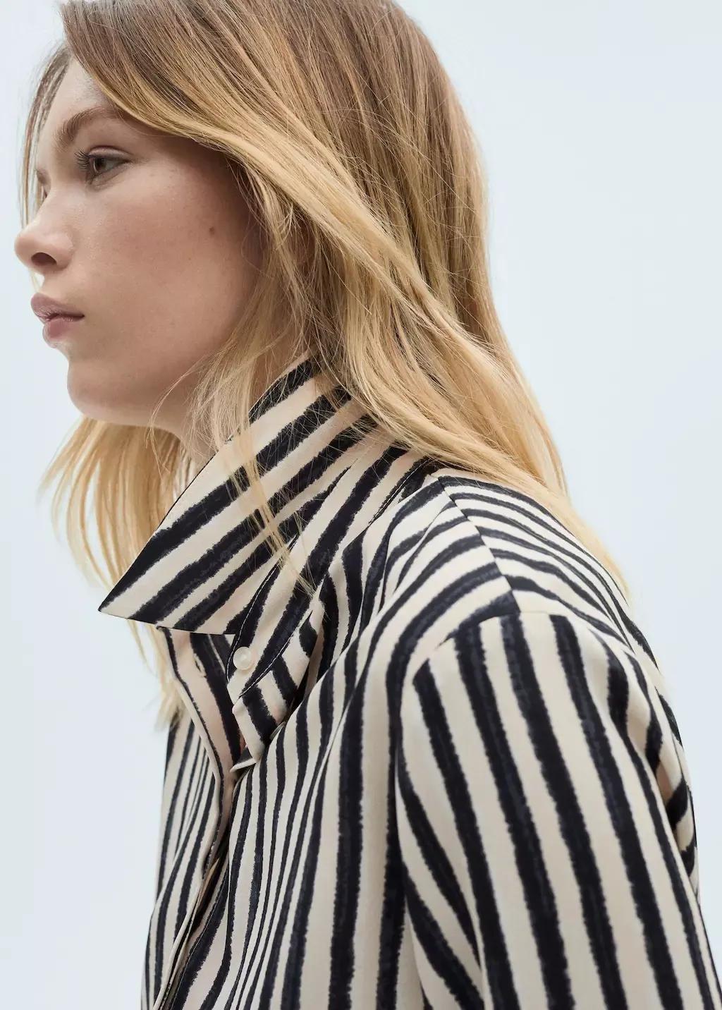LIGHT BEIGE Striped flowy shirt, , large image number 1