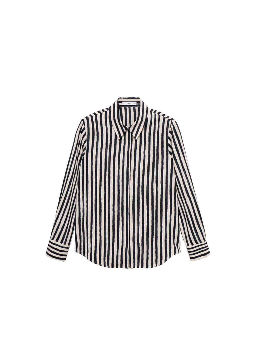 LIGHT BEIGE Striped flowy shirt, , large image number 3