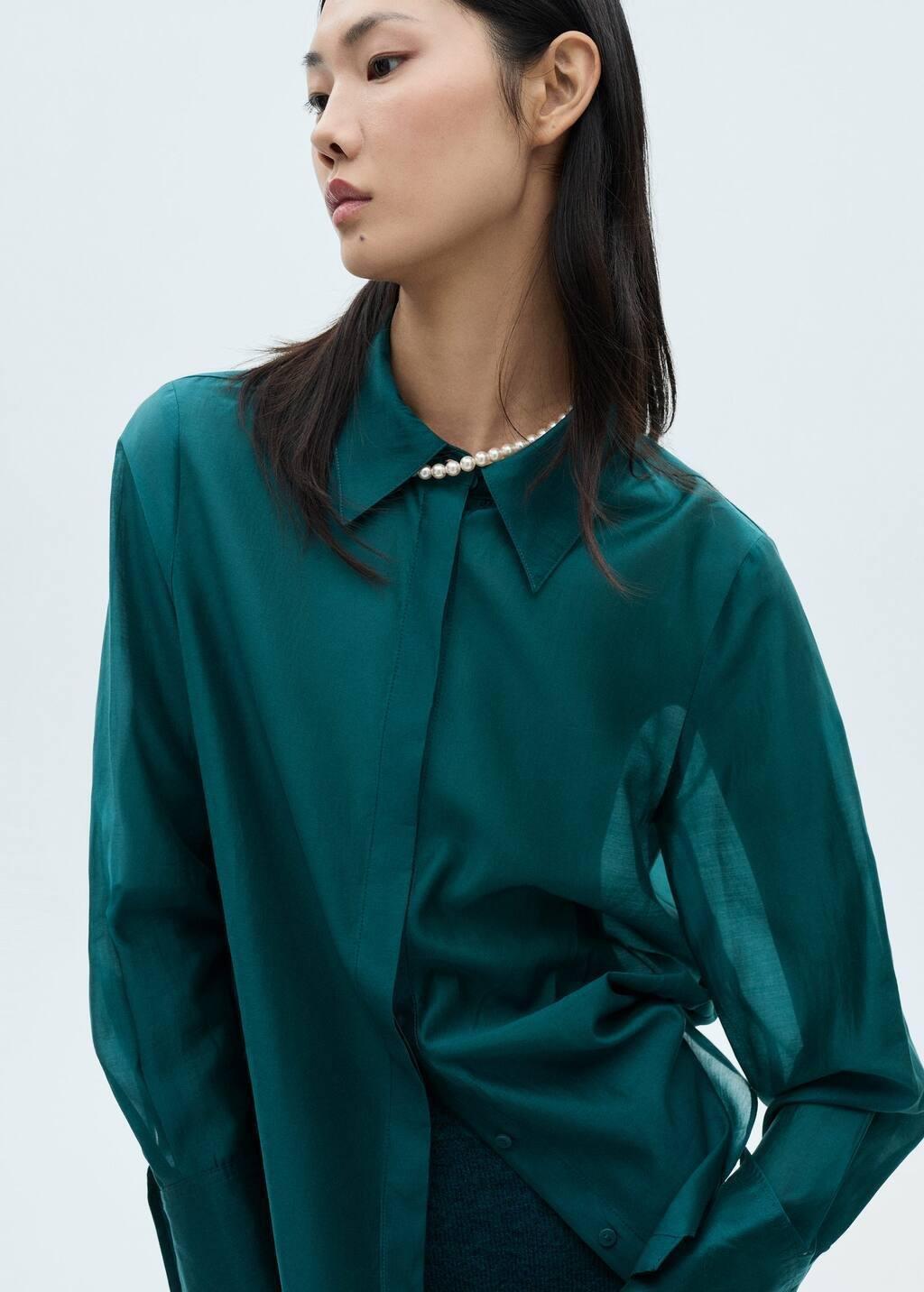 Brown Satin Shirt With Hidden Buttons, , large image number 2