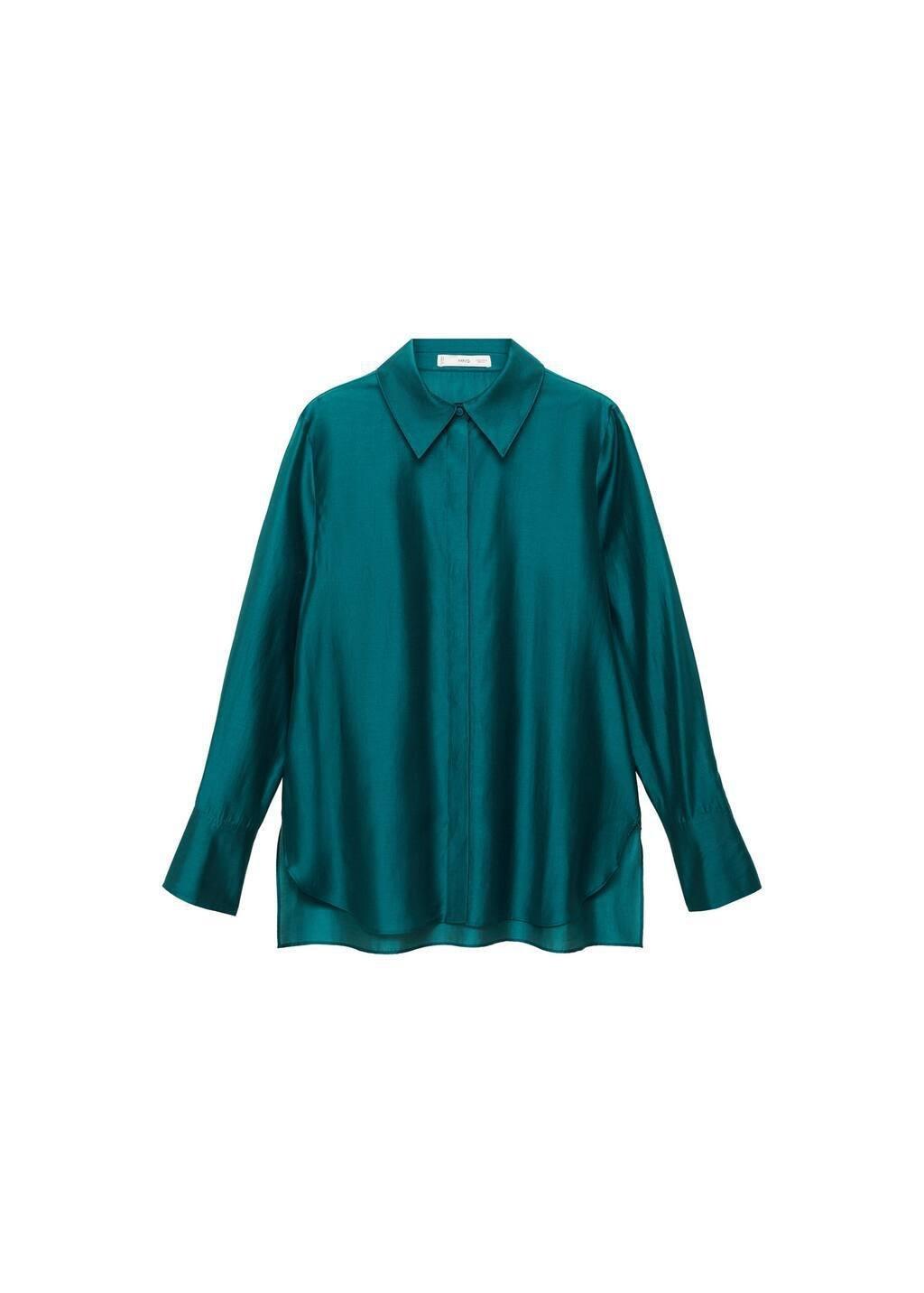 Brown Satin Shirt With Hidden Buttons, , large image number 3