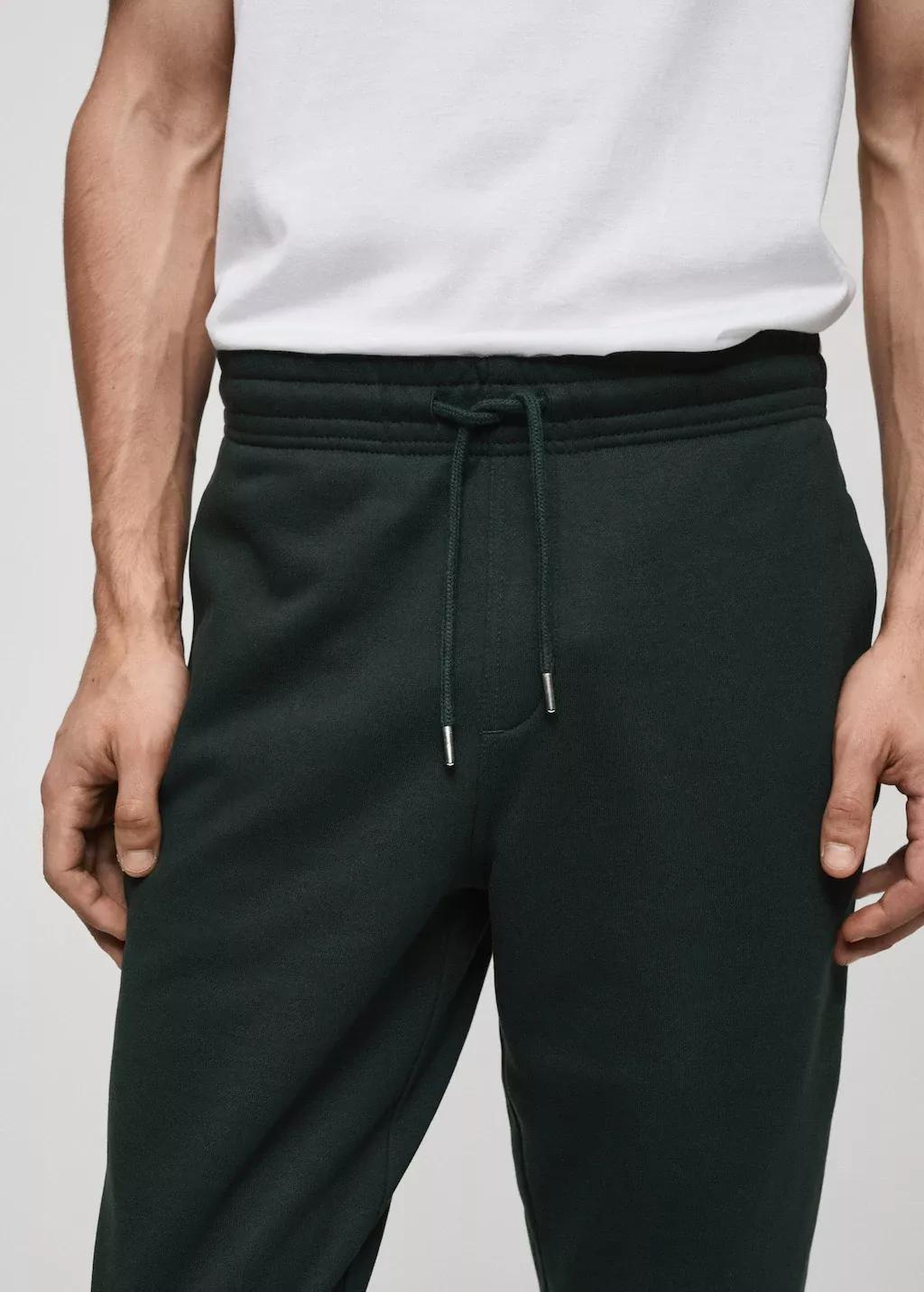 Green Cotton Drawstring Joggers, , large image number 1