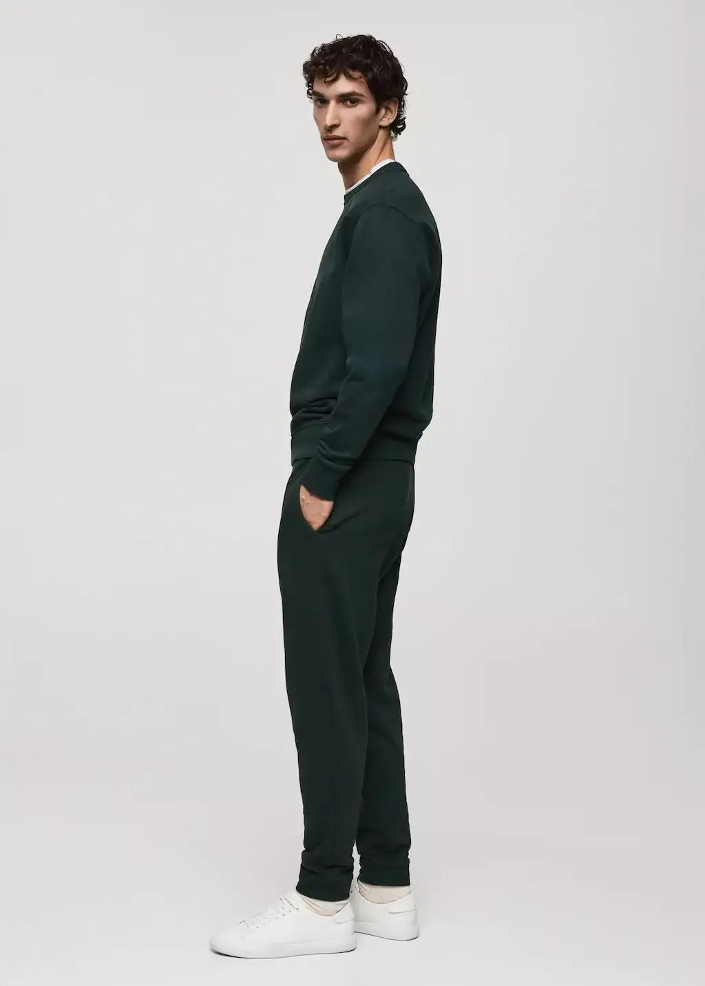 Green Cotton Drawstring Joggers, , large image number 2