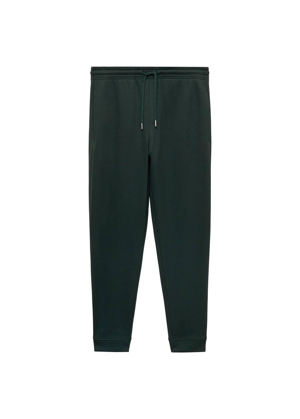 Green Cotton Drawstring Joggers, , large image number 3