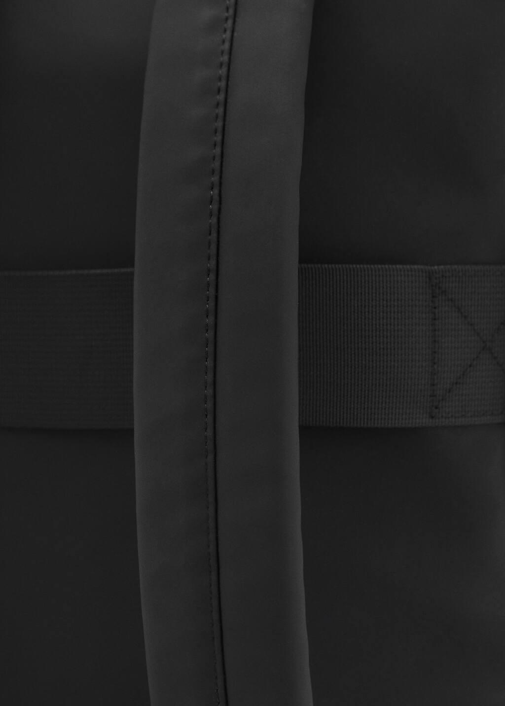 Black Rubberized Backpack With Flap Closure, Black, large image number 2
