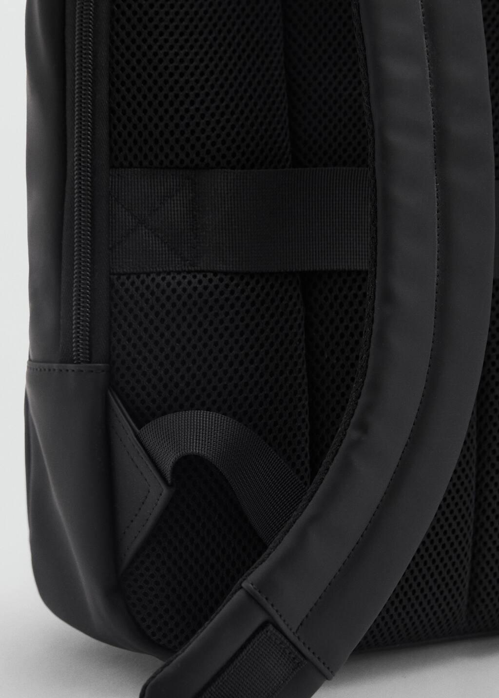 Black Plain Rubberised Bagpack, Black, large image number 1