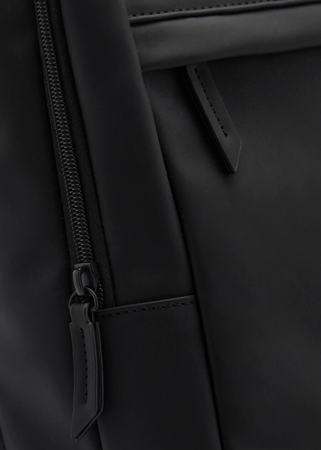 Black Plain Rubberised Bagpack, Black, large image number 2