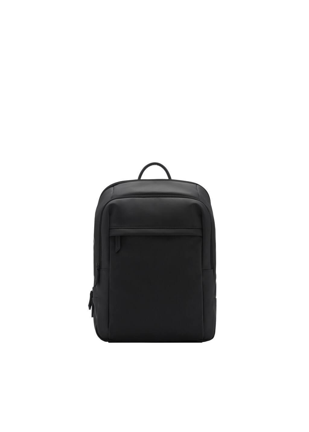 Black Plain Rubberised Bagpack, Black, large image number 3