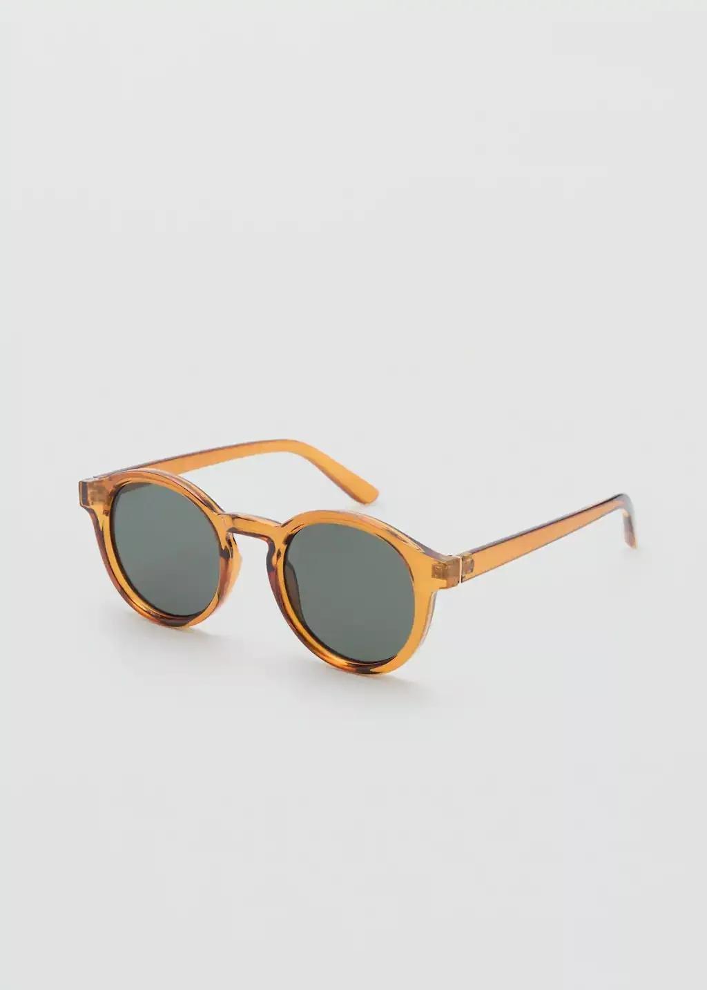Yellow Round-Framed Sunglasses, Dark Yellow, large image number 0