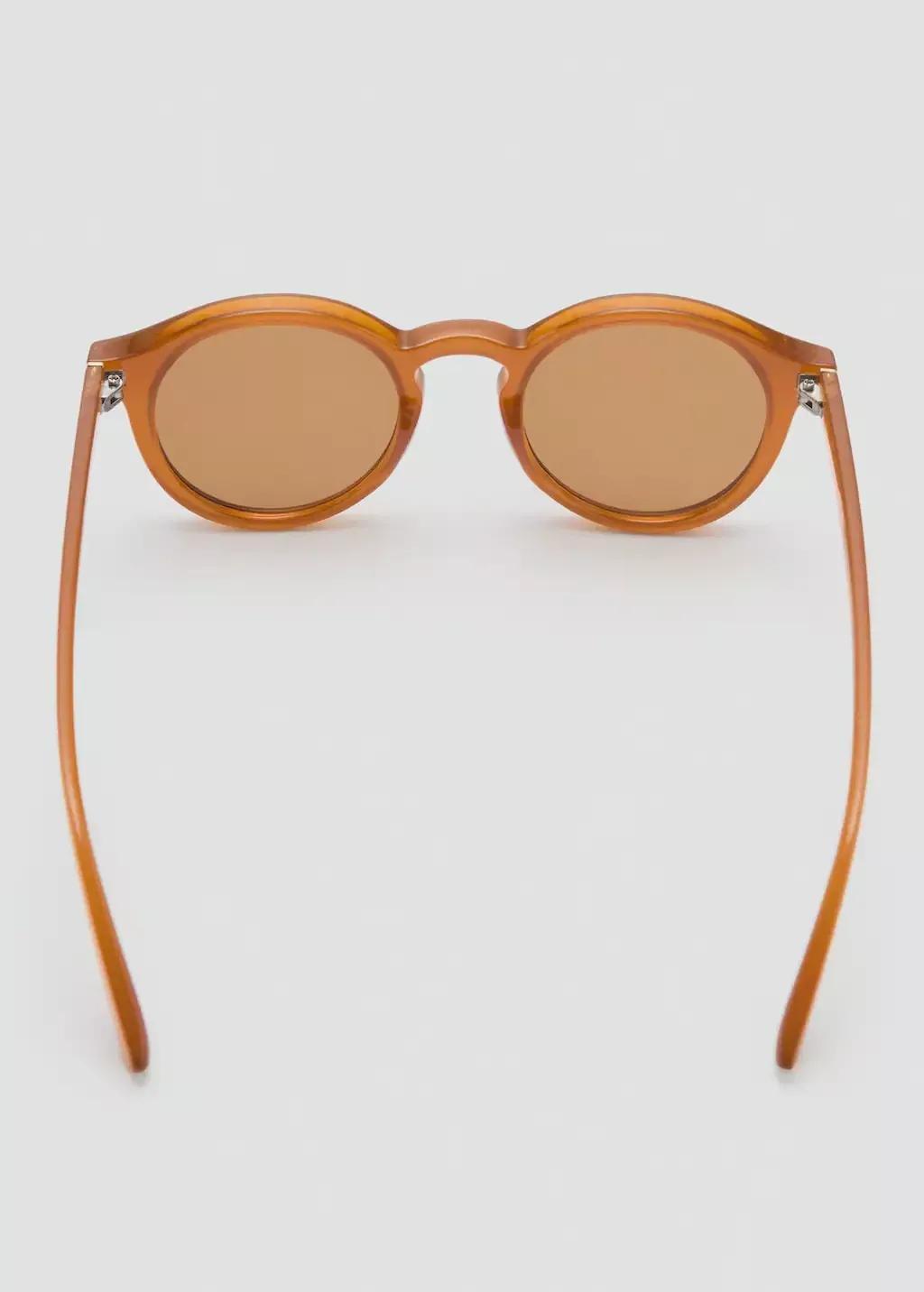 Brown Round-Framed Sunglasses, Dark Brown, large image number 1