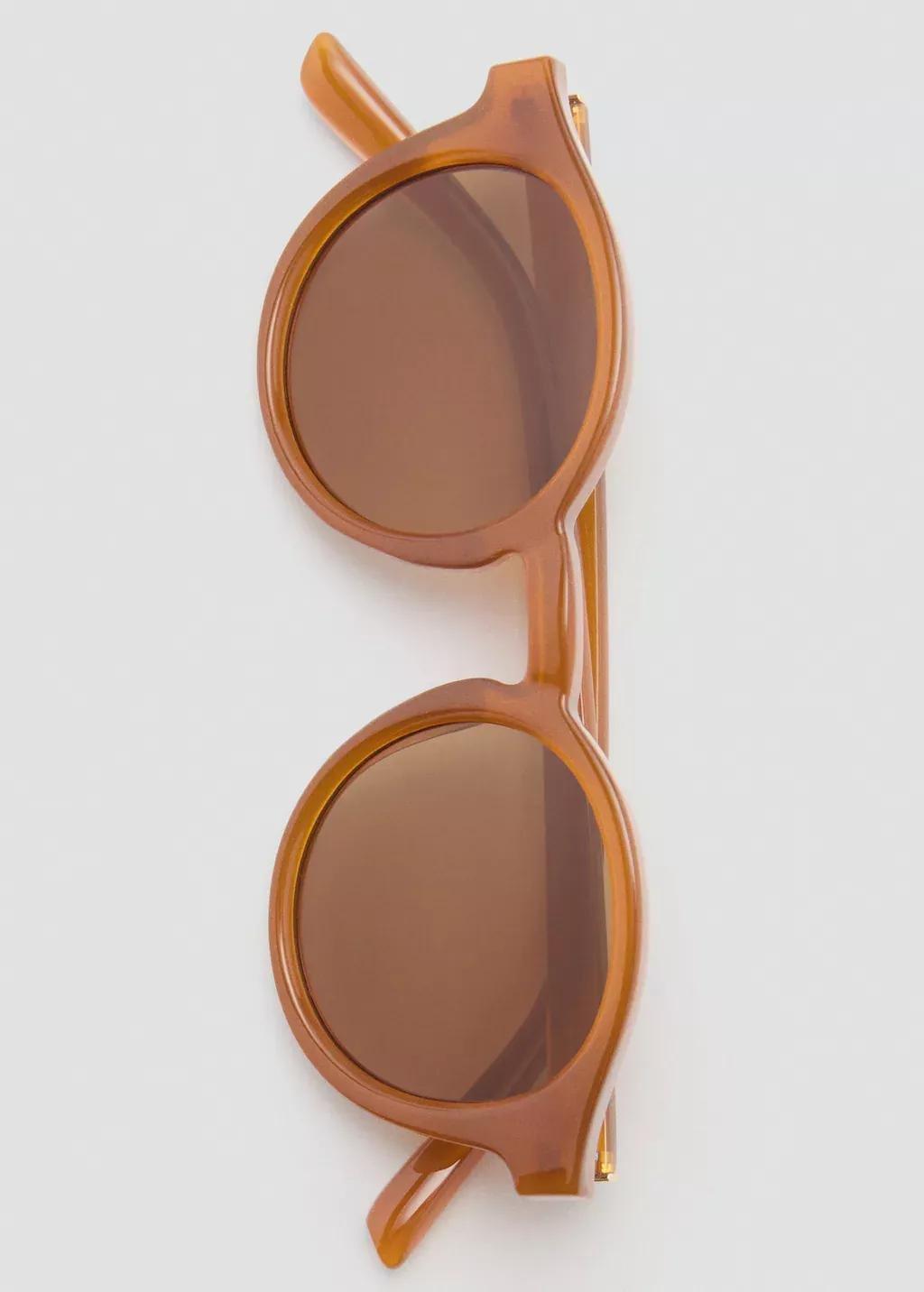 Brown Round-Framed Sunglasses, Dark Brown, large image number 2