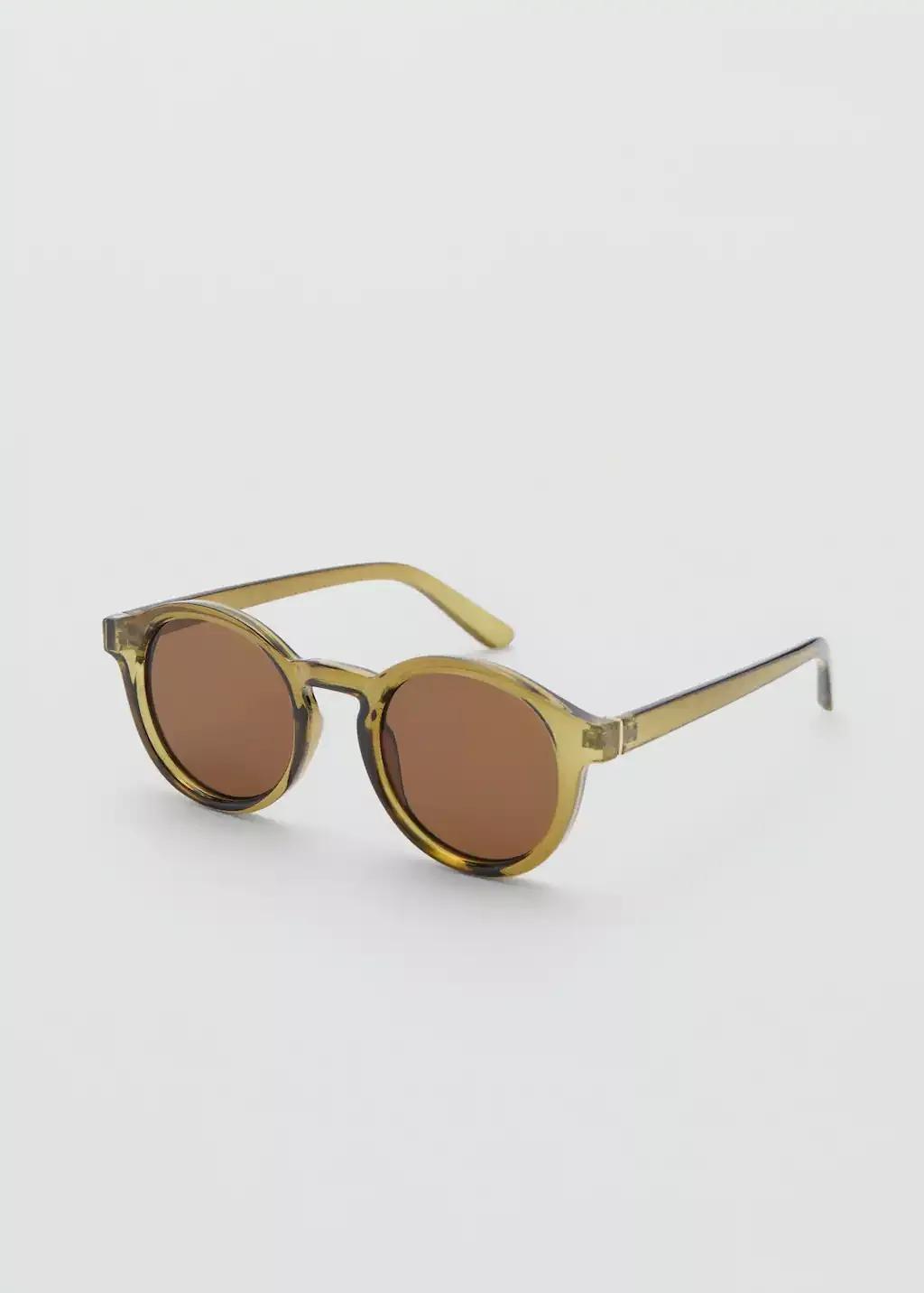 Khaki Round-Framed Sunglasses, , medium