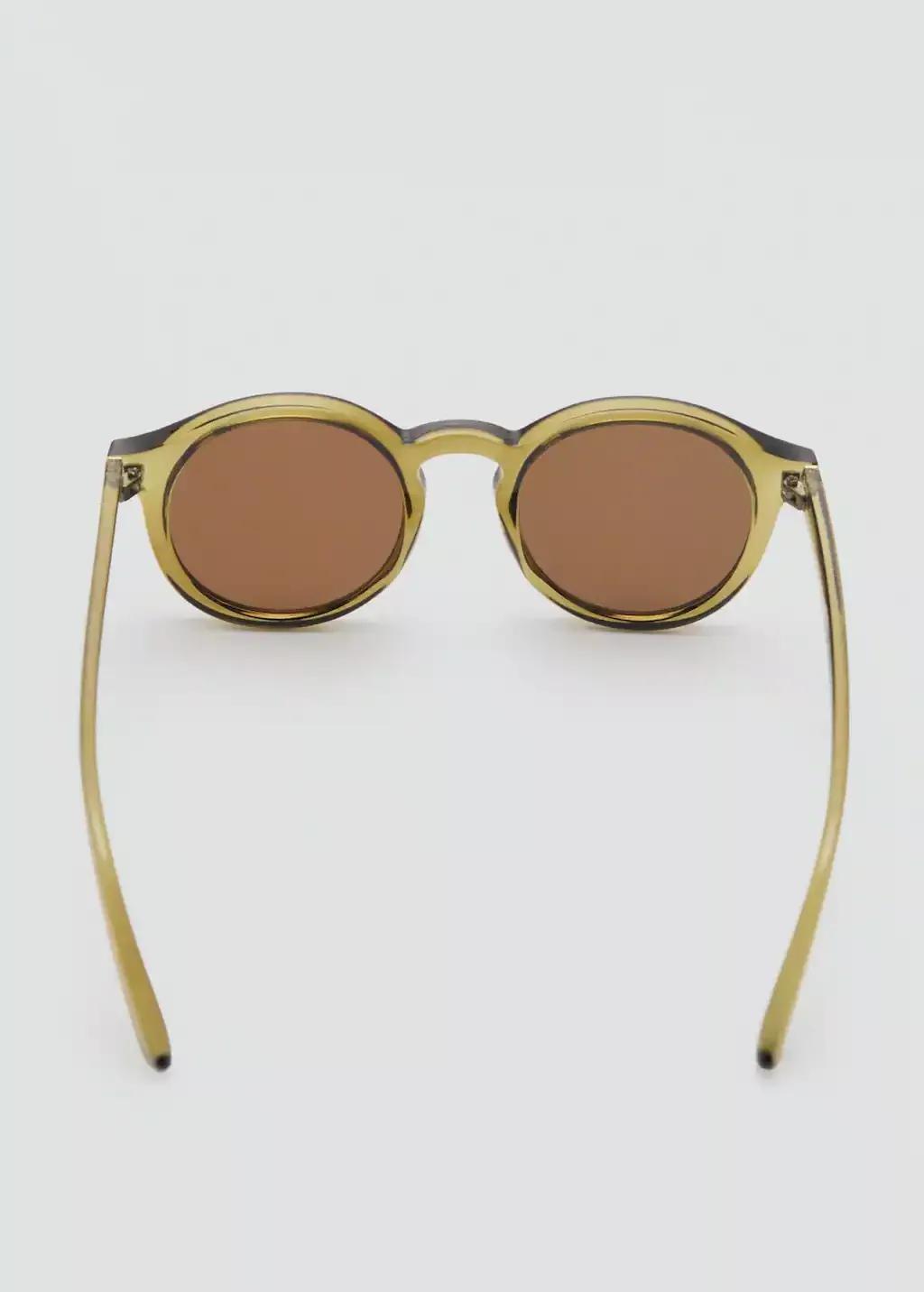 Khaki Round-Framed Sunglasses, Beige - Khaki, large image number 1