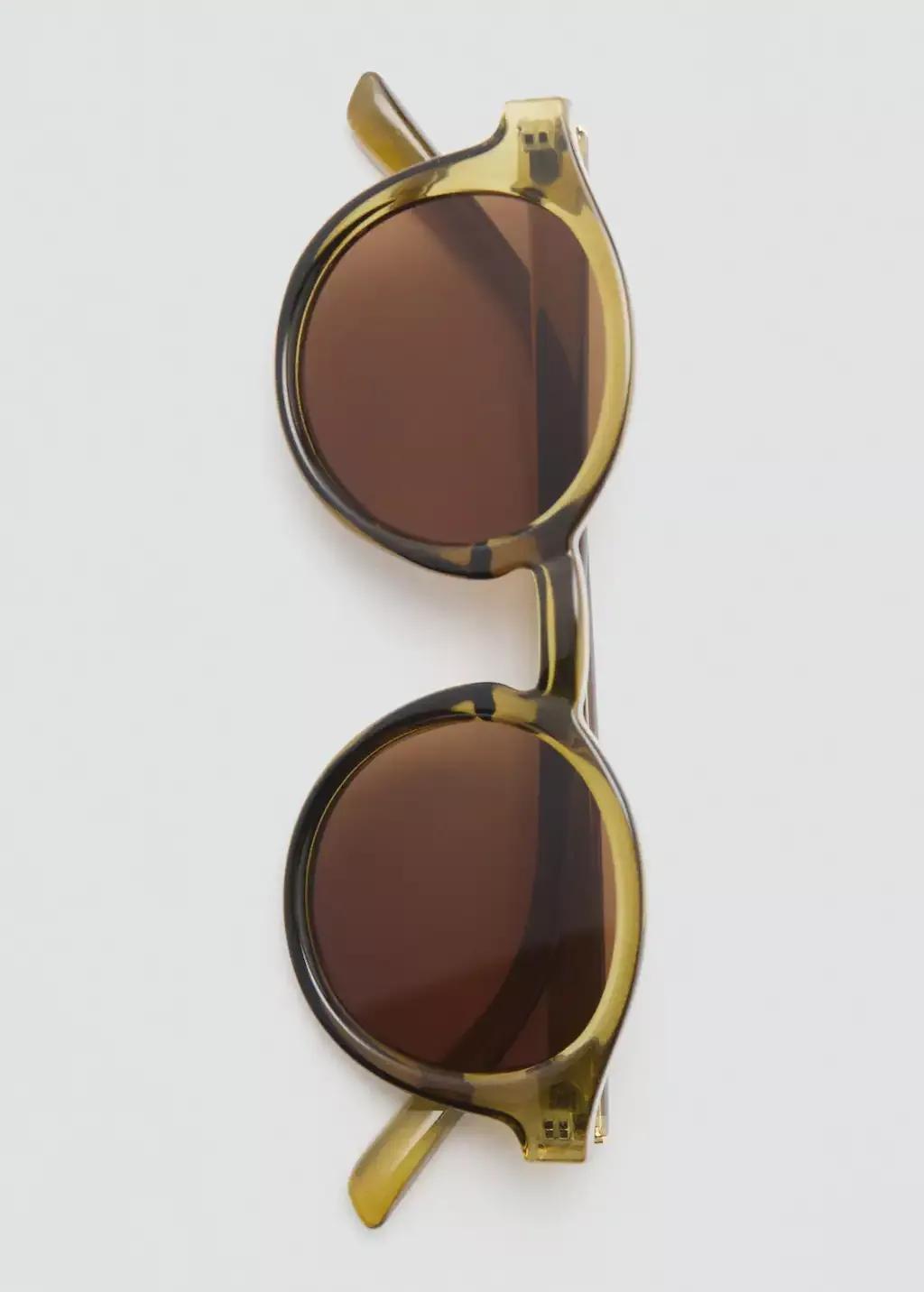 Khaki Round-Framed Sunglasses, Beige - Khaki, large image number 2