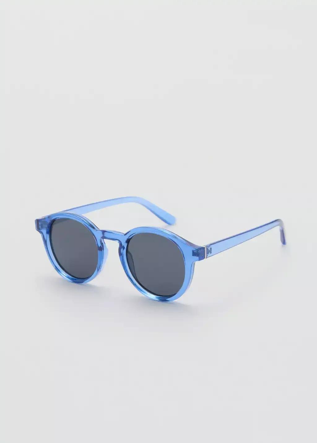 Navy Round-Framed Sunglasses, , medium