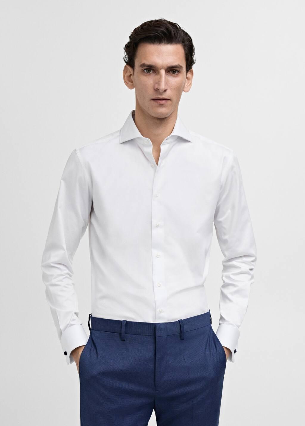 Mango White Slim-Fit Twill Fabric Suit With Shirt Cufflinks | Azadea UAE