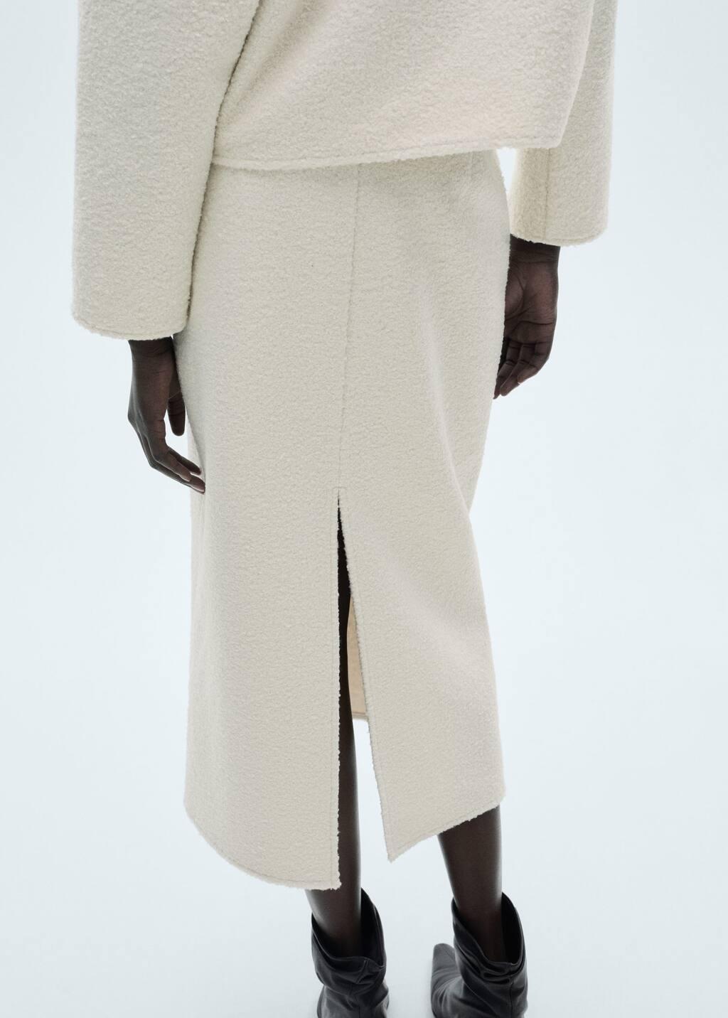 Beige Bouclã© Midi-Skirt, , large image number 4