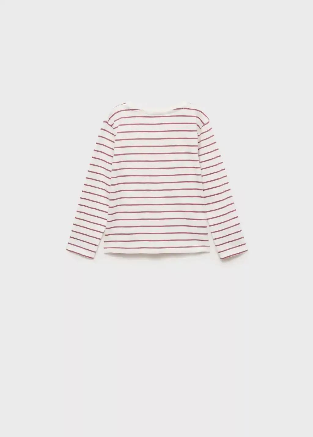 White Striped Cotton T-Shirt, Baby Girl, , large image number 4